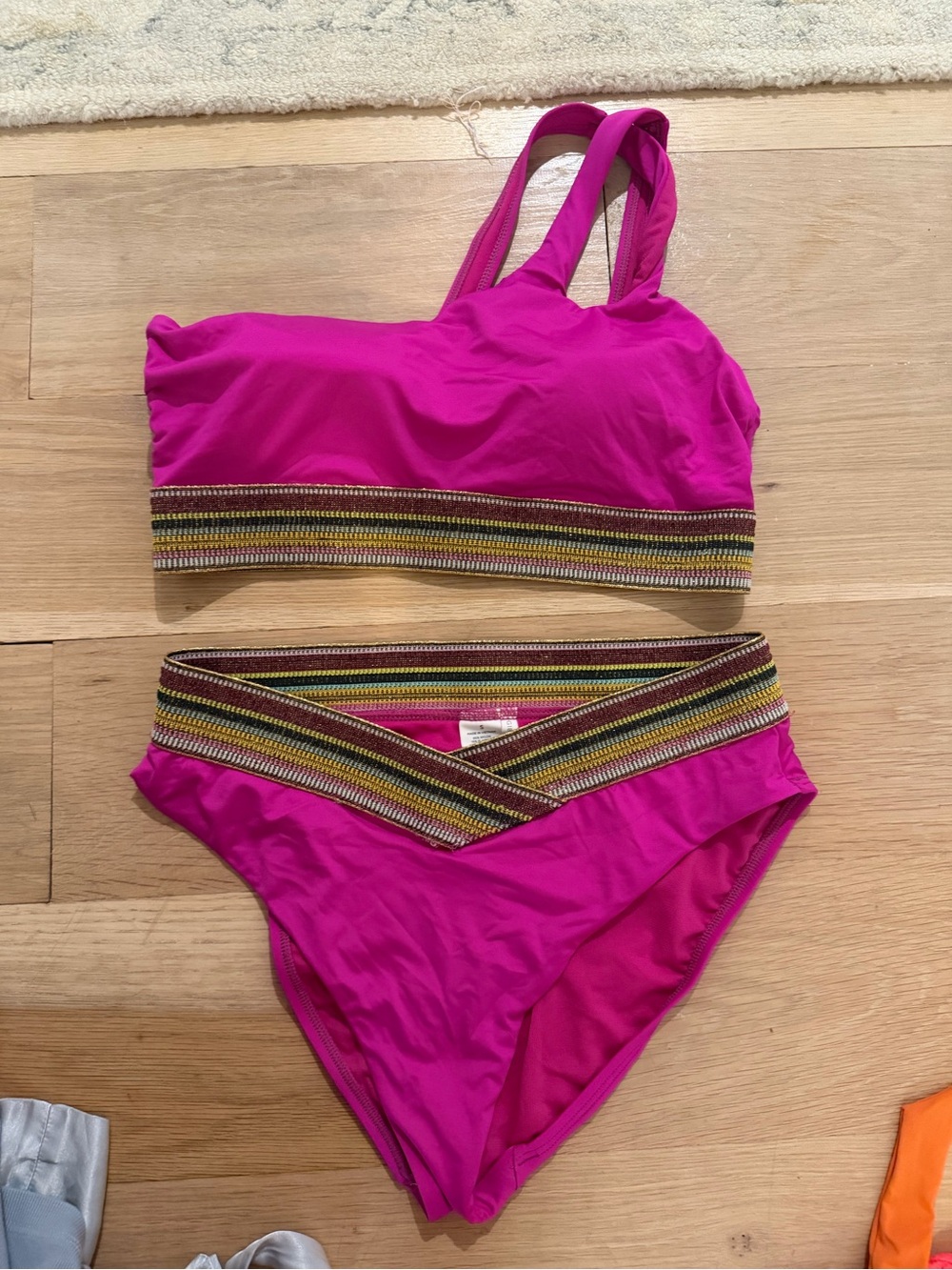 Gibson Latimer Hot Pink Bikini Set with Multicolor Trim